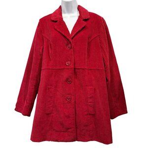 VTG D & Co Corduroy Chore Jacket Barn Coat Preppy Academia Casual Red Womens M